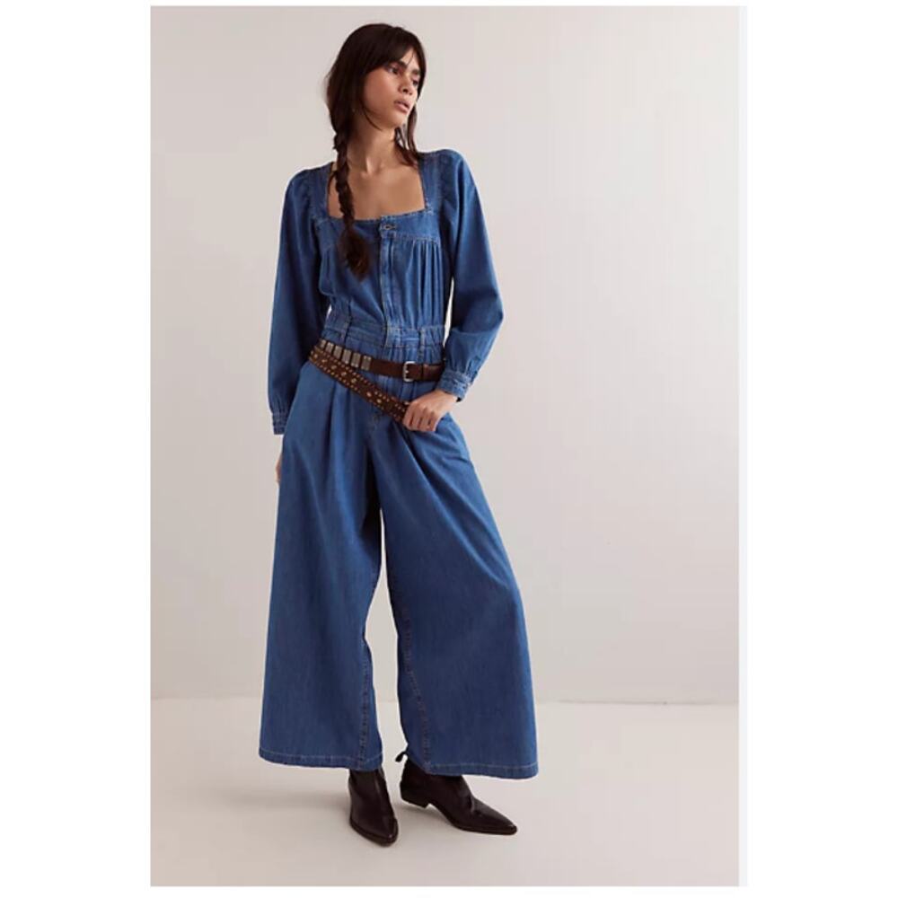 Free People We The Free Clara Denim Jumpsuit Small